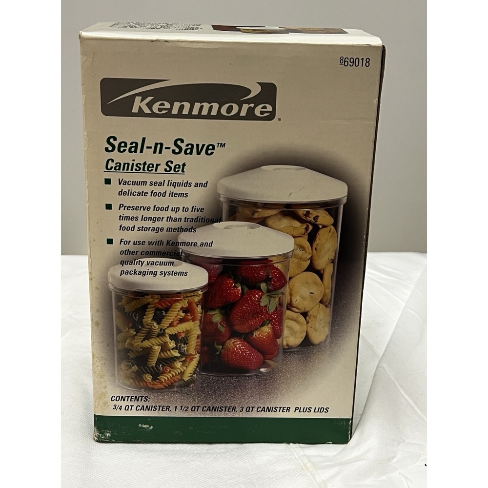 VTG Kenmore Seal-N-Save Canister Set of 3 Airtight Storage Vacuum Seal Organize
